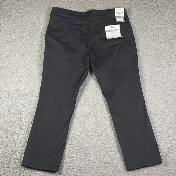 IZOD Sportflex Max Straight Fit Black Chinos NWT 38x30 Stretch Waistband - Picture 1 of 8